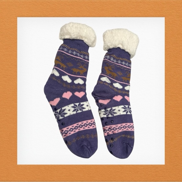 Dosoni Womens Slipper Fuzzy Socks - Reindeer Purple, US Women 5-10 - Picture 4 of 5